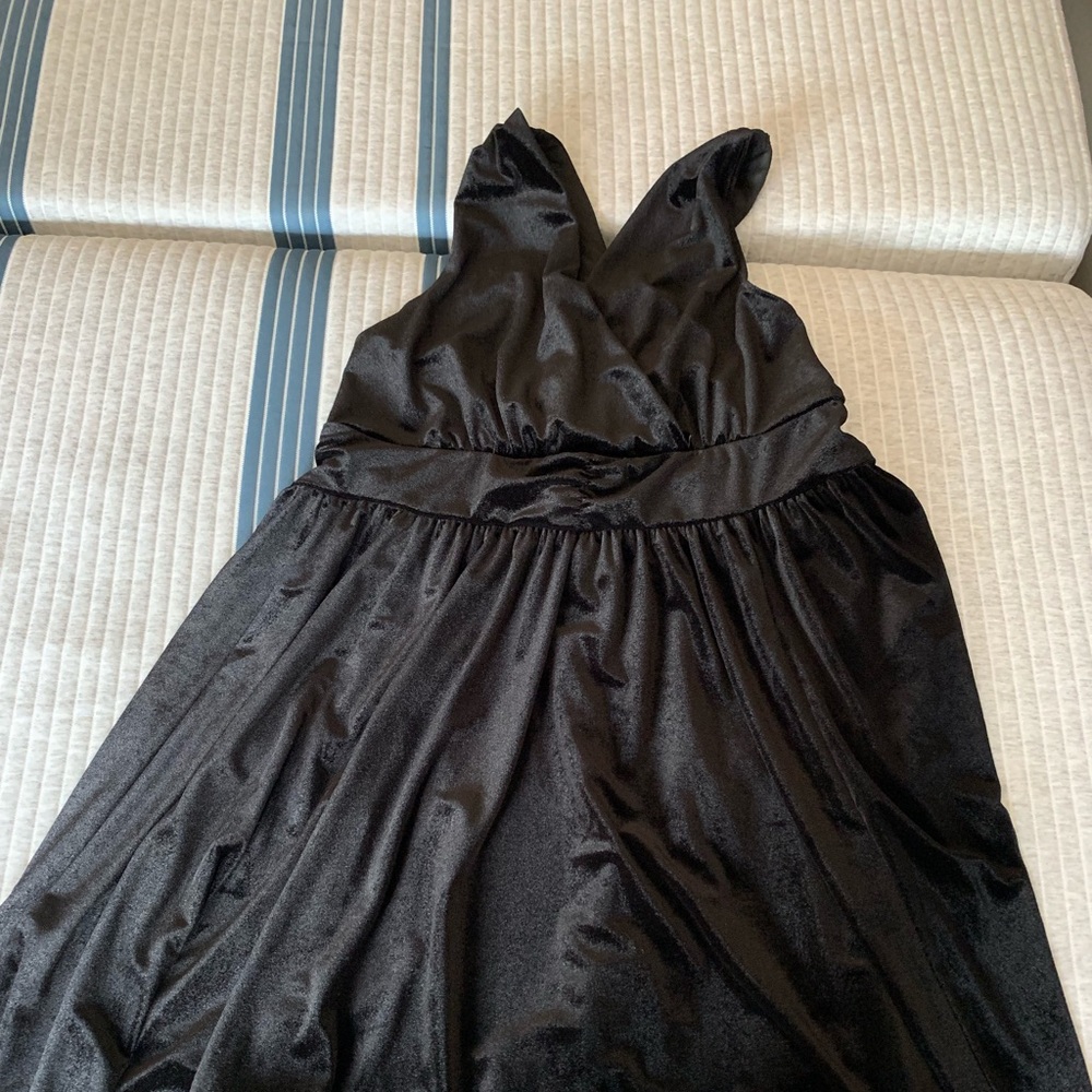 Black velvet crisscross back babydoll dress